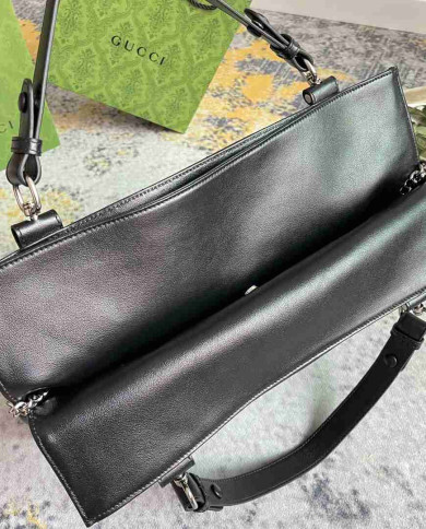 Large GG Embossed Leather Tote Bag with Top Handle