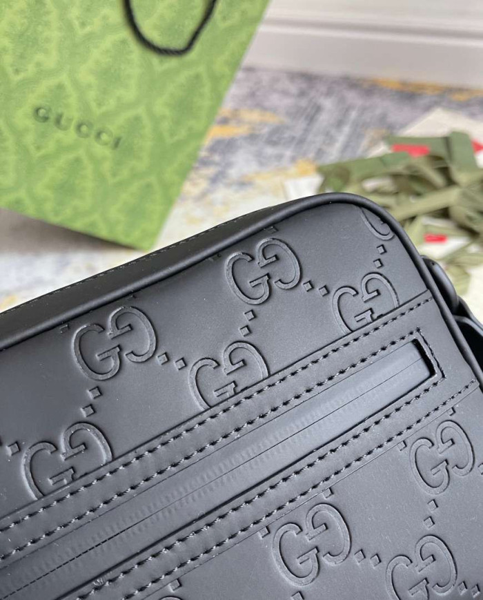 Gucci GG Embossed Leather Zip Crossbody Bag