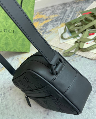 Gucci GG Embossed Leather Zip Crossbody Bag