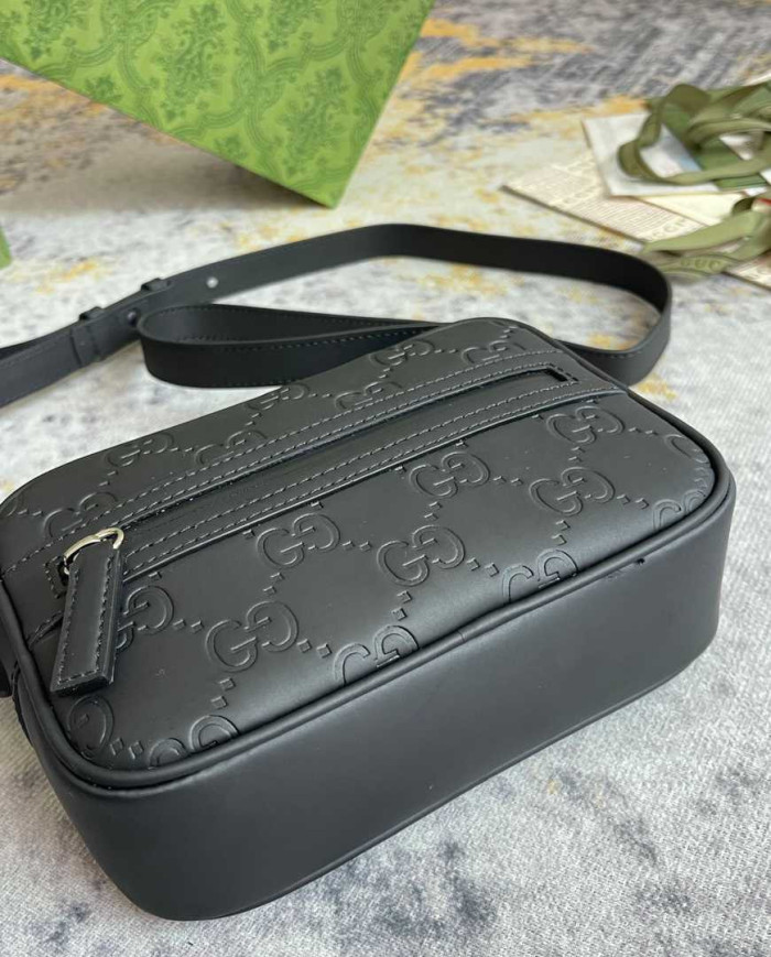 Gucci GG Embossed Leather Zip Crossbody Bag