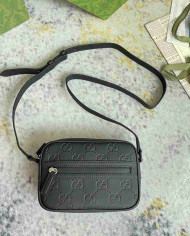 Gucci GG Embossed Leather Zip Crossbody Bag