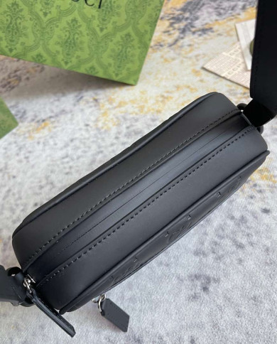 Gucci GG Embossed Leather Zip Crossbody Bag