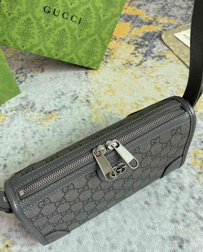 GUCCI GG Embossed Leather Shoulder Bag