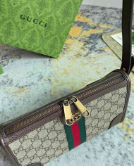 GUCCI GG Embossed Leather Shoulder Bag