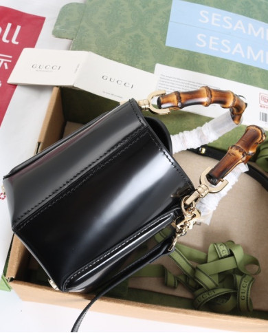 Gucci Bamboo Handle Leather Top Handle Bag