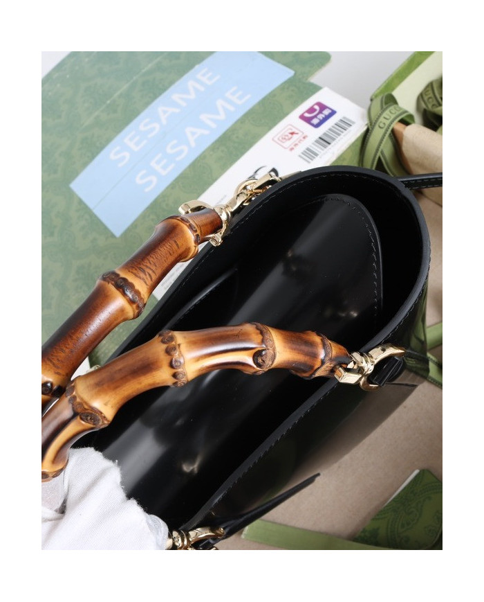 Gucci Bamboo Handle Leather Top Handle Bag