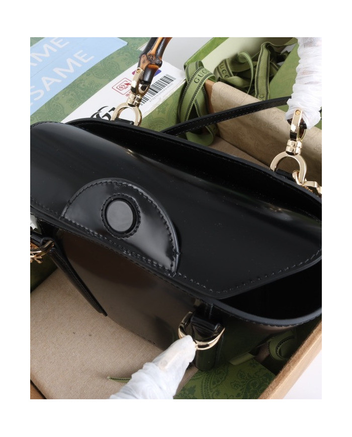 Gucci Bamboo Handle Leather Top Handle Bag