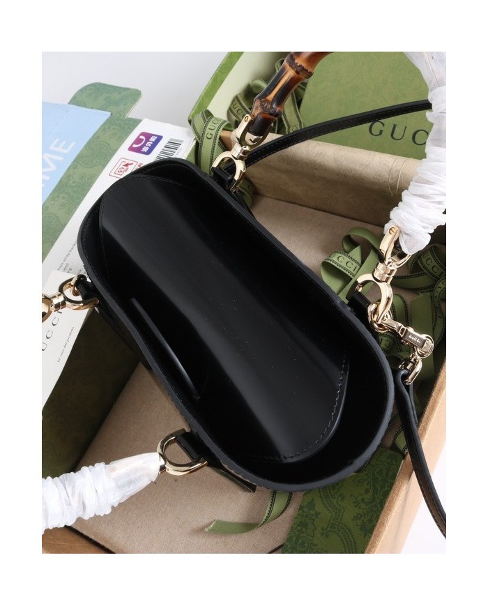 Gucci Bamboo Handle Leather Top Handle Bag