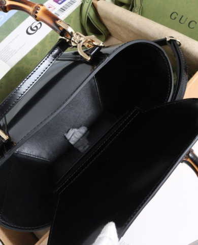 Gucci Bamboo Handle Leather Top Handle Bag