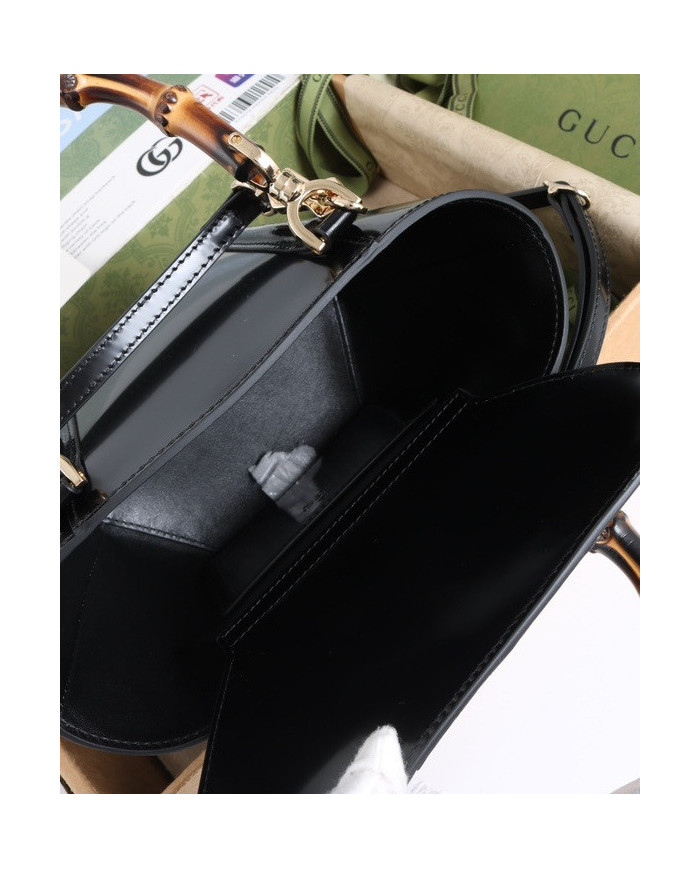 Gucci Bamboo Handle Leather Top Handle Bag