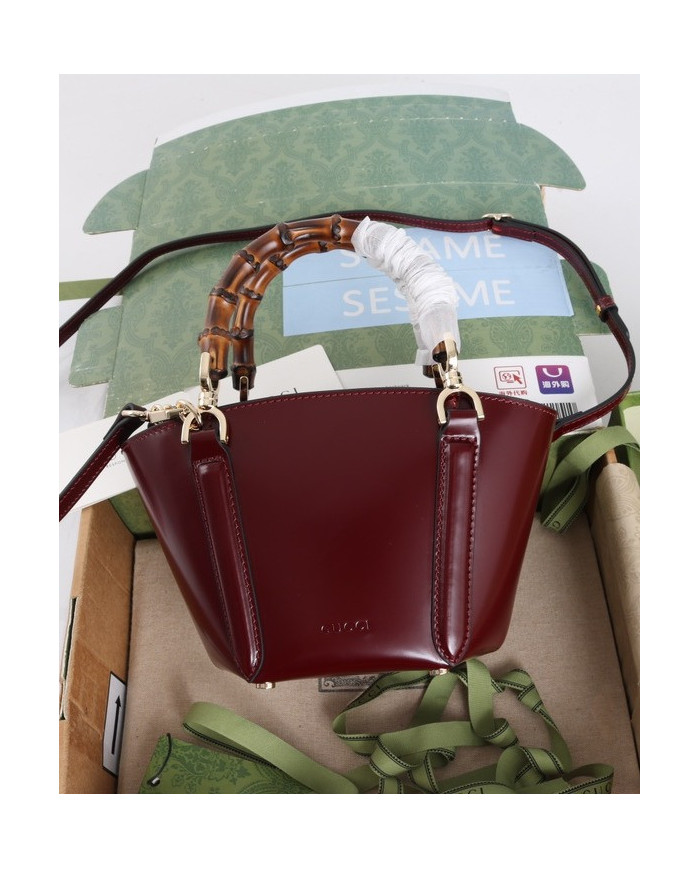 Gucci Bamboo Handle Leather Top Handle Bag