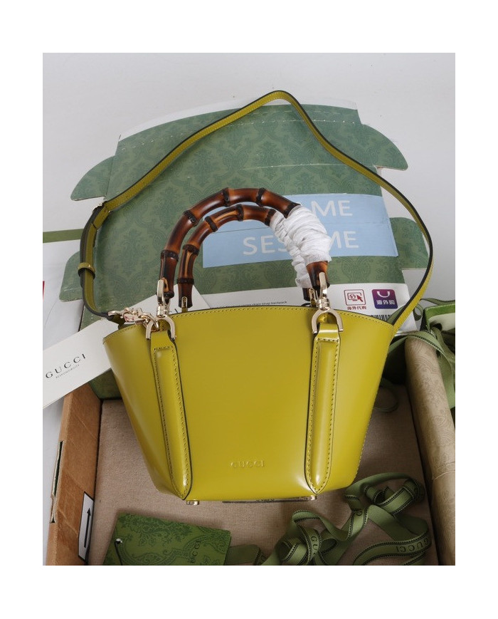 Gucci Bamboo Handle Leather Top Handle Bag