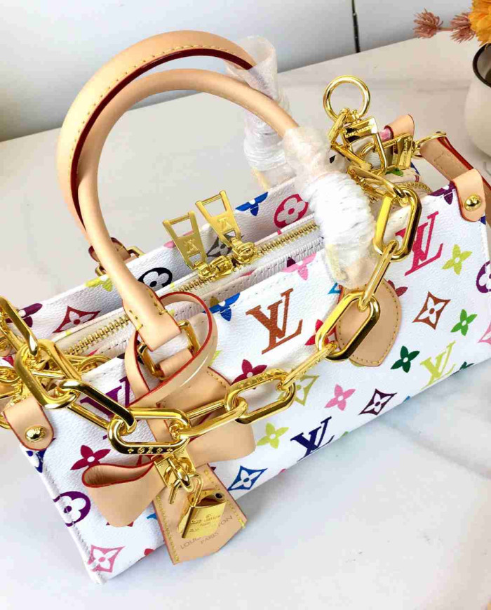 LV Printed Top Handle Crossbody Bag with Chain