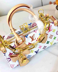 LV Printed Top Handle Crossbody Bag with Chain