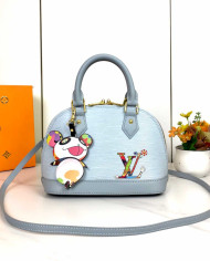 LV Printed Top Handle Crossbody Bag with Charm