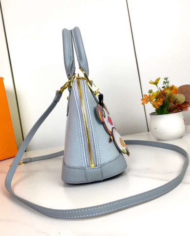 LV Printed Top Handle Crossbody Bag with Charm