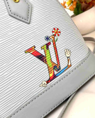 LV Printed Top Handle Crossbody Bag with Charm