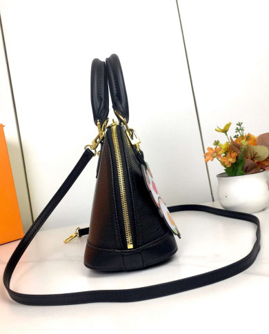 LV Printed Top Handle Crossbody Bag with Charm