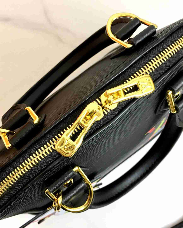 LV Printed Top Handle Crossbody Bag with Charm