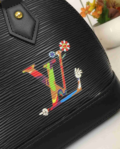 LV Printed Top Handle Crossbody Bag with Charm