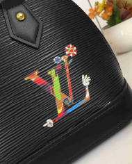 LV Printed Top Handle Crossbody Bag with Charm