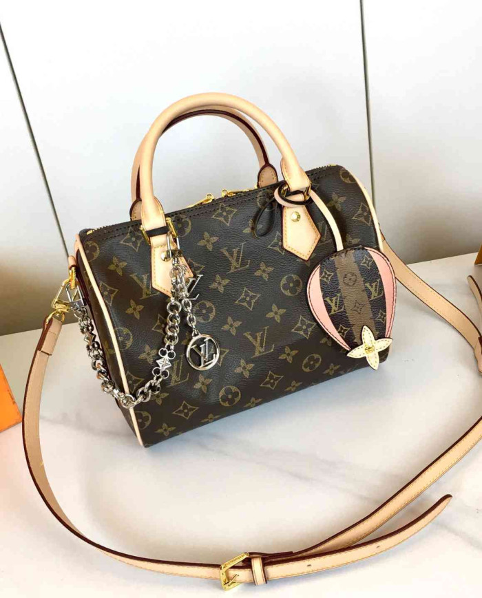 LV Monogram Top Handle Crossbody Bag with Charms