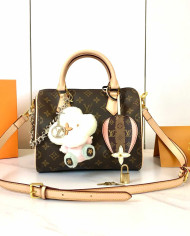 LV Monogram Top Handle Crossbody Bag with Charms