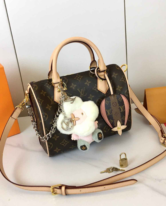 LV Monogram Top Handle Crossbody Bag with Charms