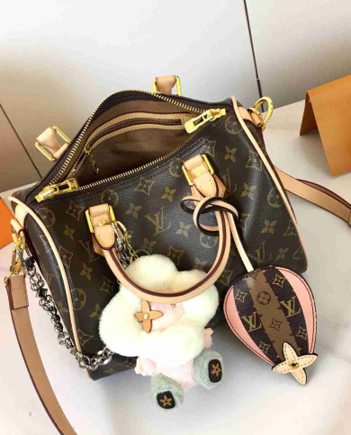 LV Monogram Top Handle Crossbody Bag with Charms