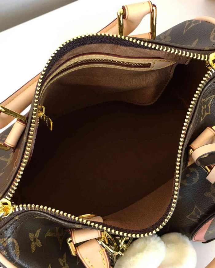 LV Monogram Top Handle Crossbody Bag with Charms