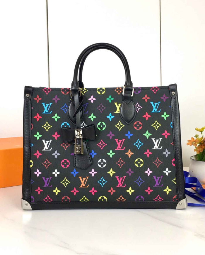 LV Printed Top Handle Tote Bag