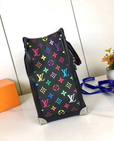LV Printed Top Handle Tote Bag
