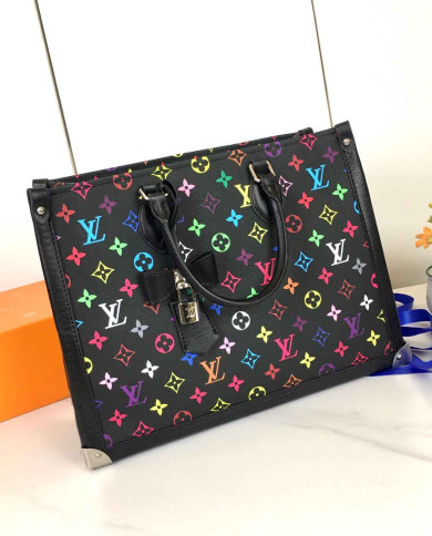 LV Printed Top Handle Tote Bag