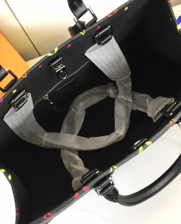 LV Printed Top Handle Tote Bag