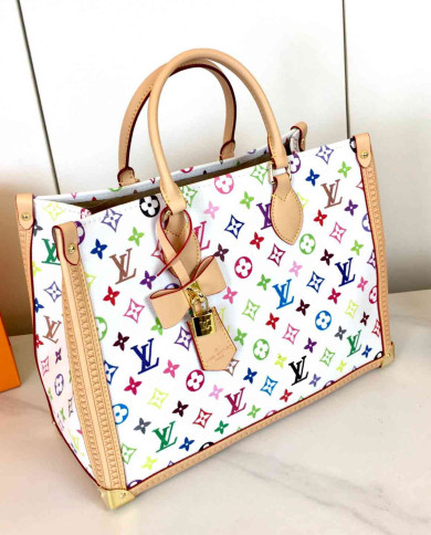 LV Printed Top Handle Tote Bag