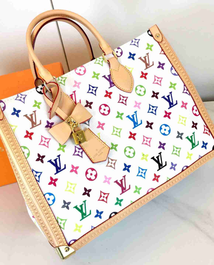 LV Printed Top Handle Tote Bag