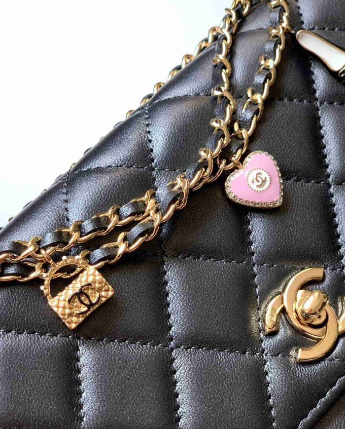 Chanel Quilted Chain Shoulder Bag with Charms