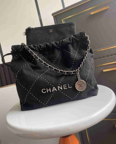 Chanel Studded Denim 22 Bag