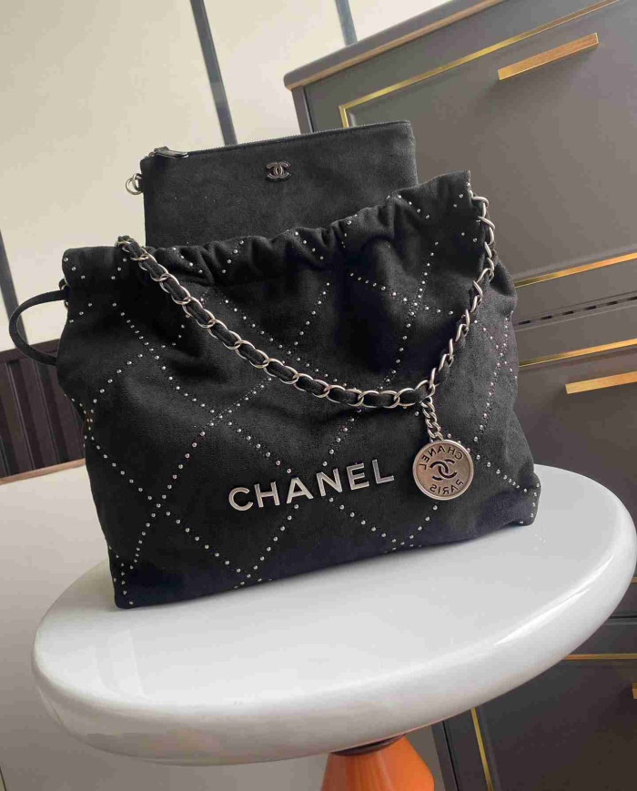 Chanel Studded Denim 22 Bag