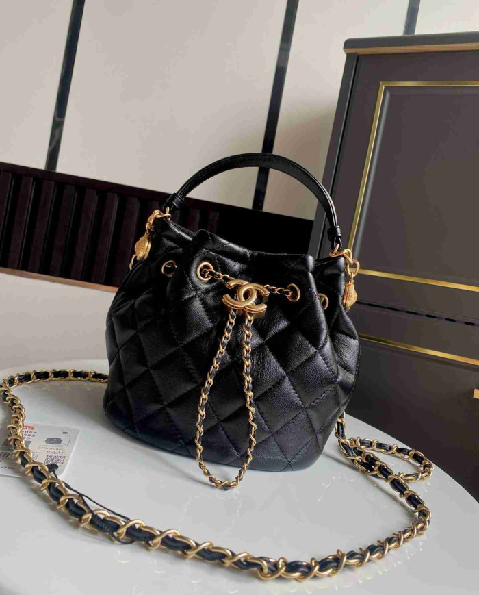 Chanel Quilted Bucket Bag with Chain