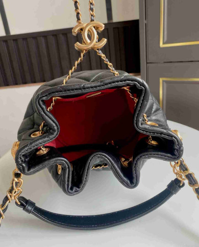 Chanel Quilted Bucket Bag with Chain