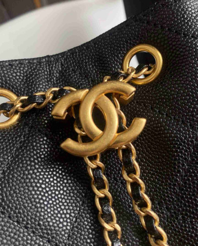 Chanel Drawstring Bucket Bag with Chain