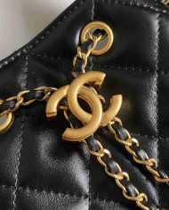 Chanel Drawstring Bucket Bag with Chain