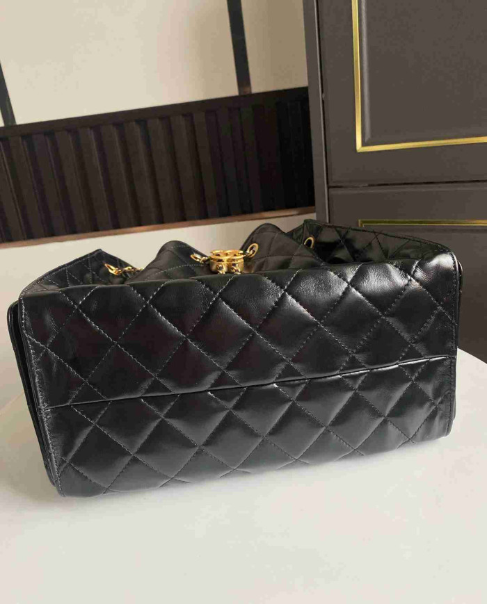 Chanel Drawstring Bucket Bag with Chain