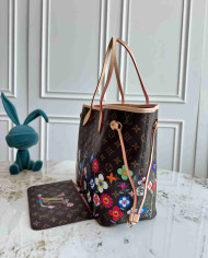LV Monogram Neverfull MM Painted Flowers