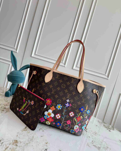 LV Monogram Neverfull MM Painted Flowers