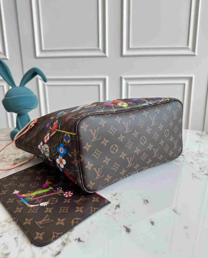 LV Monogram Neverfull MM Painted Flowers