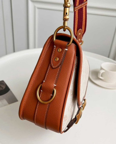 Coach Horse and Carriage Print Leather Messenger Bag