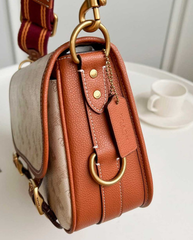 Coach Horse and Carriage Print Leather Messenger Bag