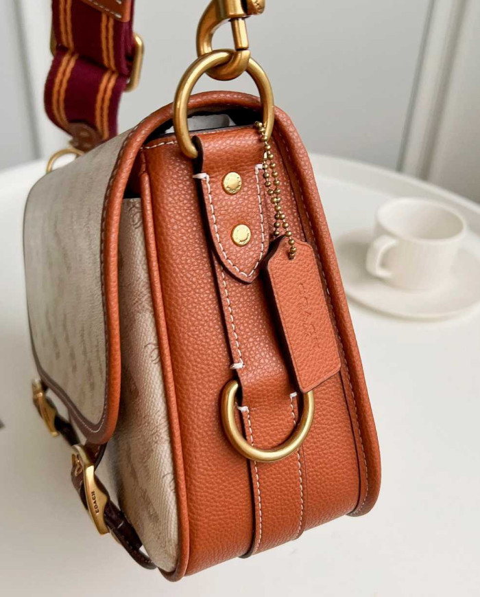 Coach Horse and Carriage Print Leather Messenger Bag